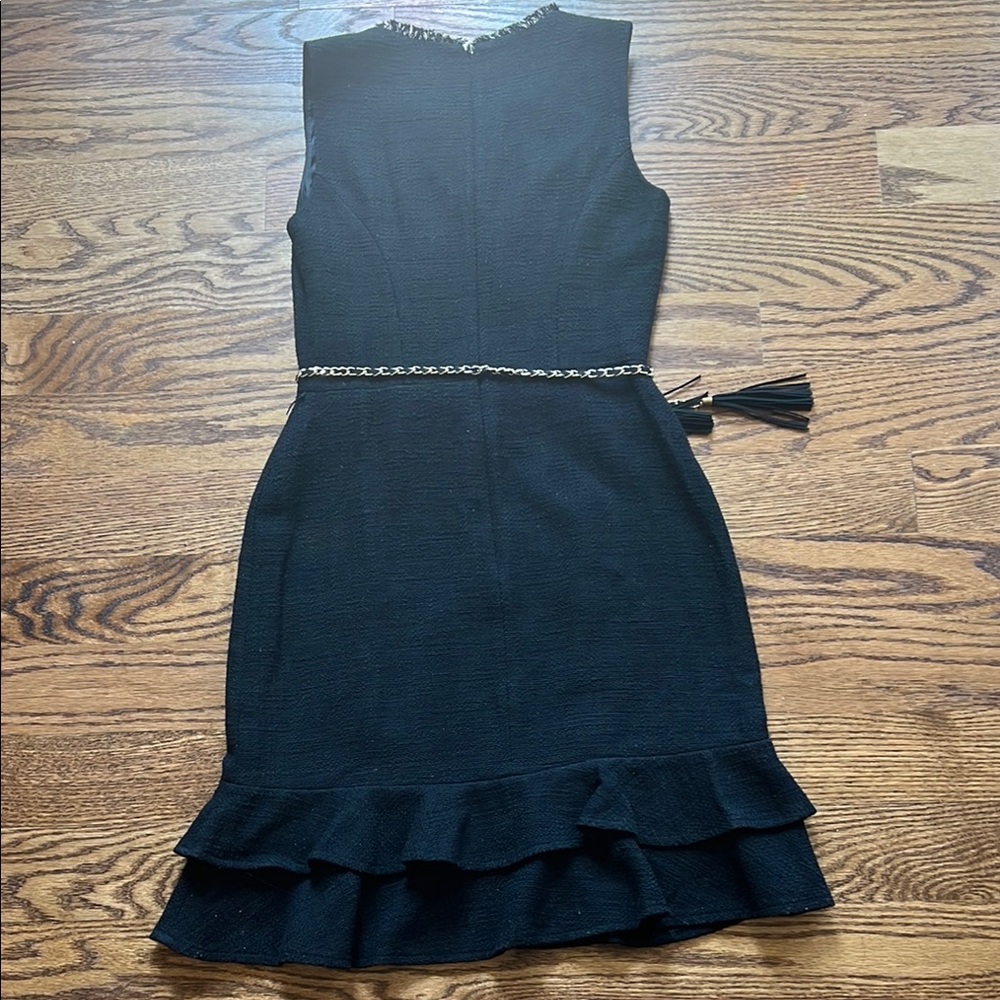 Karl Lagerfeld Black Sleeveless Dress with Chain Belt size 2 NWT - Picture 4 of 10